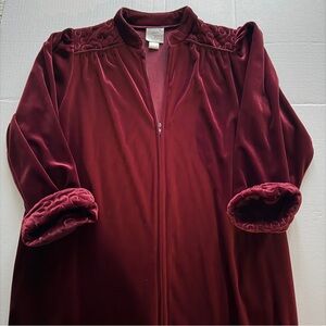 Rich Maroon Velvet Women's Robe 50 in long